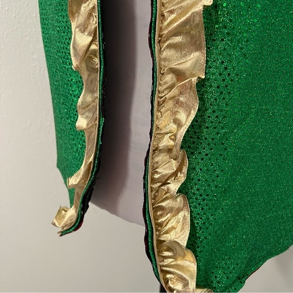 Vesuvio Napoli Italy Mens Large Open Vest Green with Gold Ruffled Party Rare EUC - Picture 3 of 6
